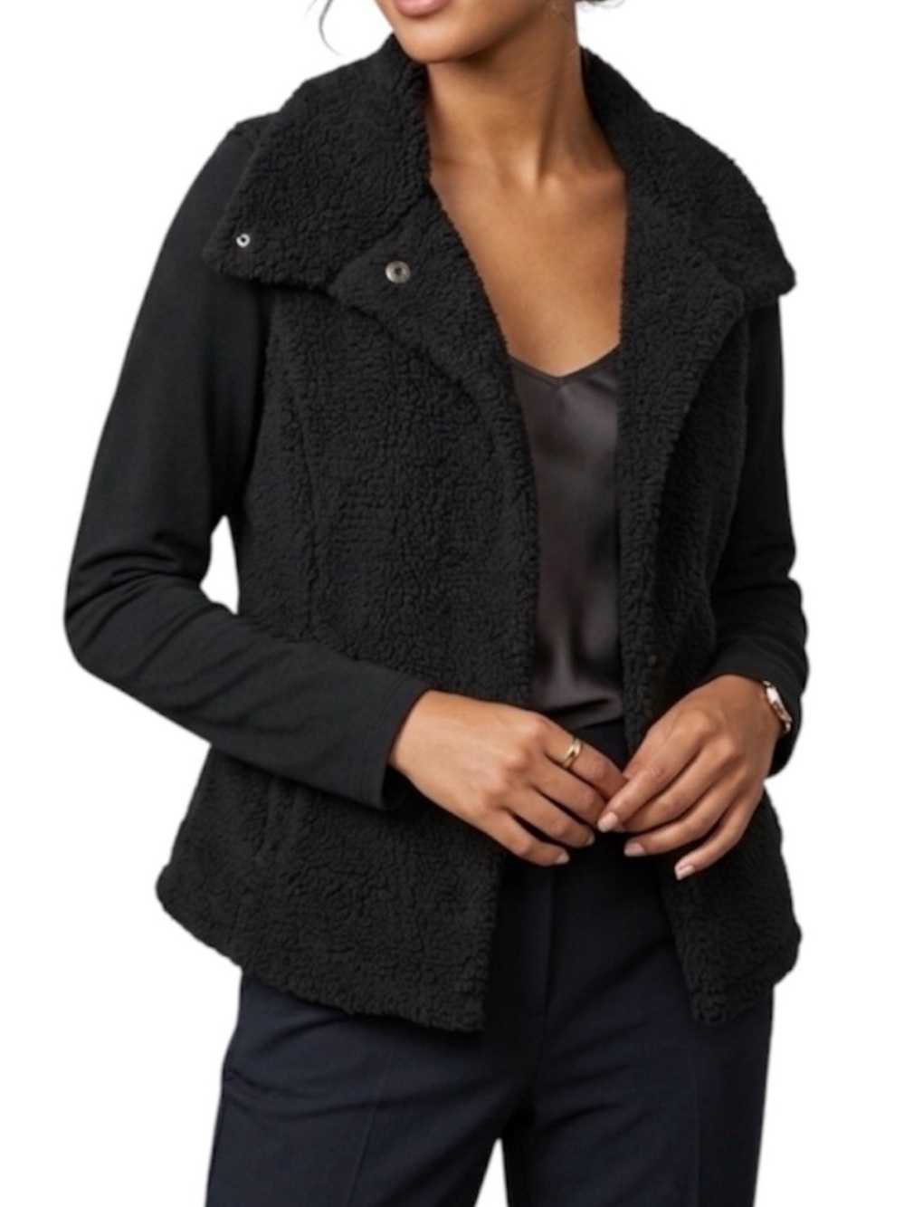 Alo Yoga Sherpa Snap Jacket Size XS Black EUC - Picture 1 of 11